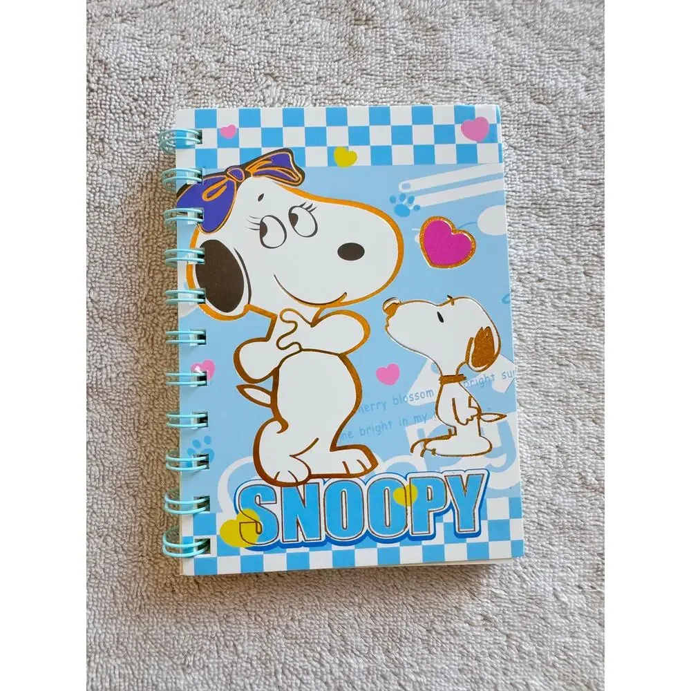 Snoopy and Bella blue spiral notebook stripes pages